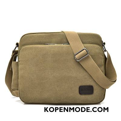 Schoudertas Heren Canvas Messenger Tas Vintage Nieuw Bruin Casual