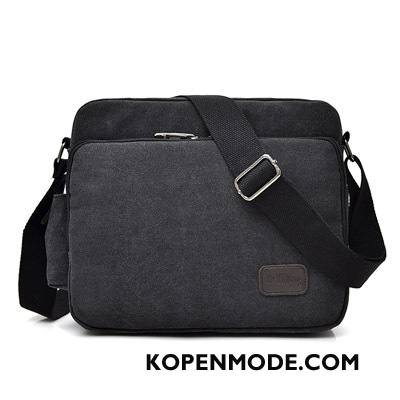 Schoudertas Heren Canvas Messenger Tas Vintage Nieuw Bruin Casual