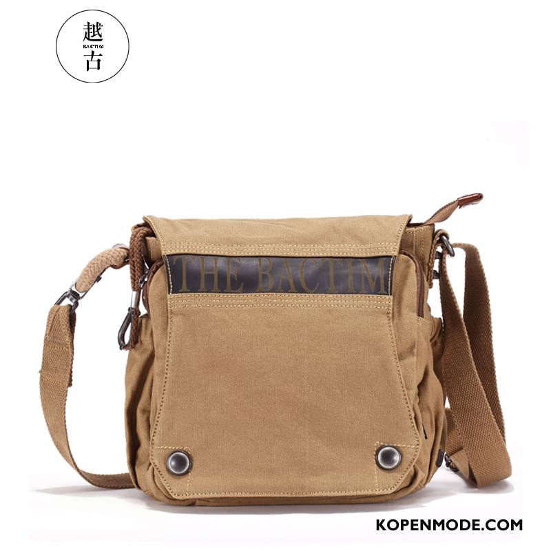 Schoudertas Heren Casual Grote Capaciteit Messenger Tas Mannen Rugzak Canvas Kaki