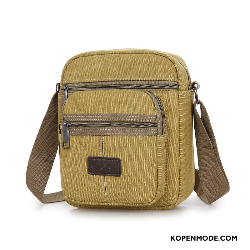 Schoudertas Heren Meerlaags Messenger Tas Mannen Mini Canvas Rugzak Kaki