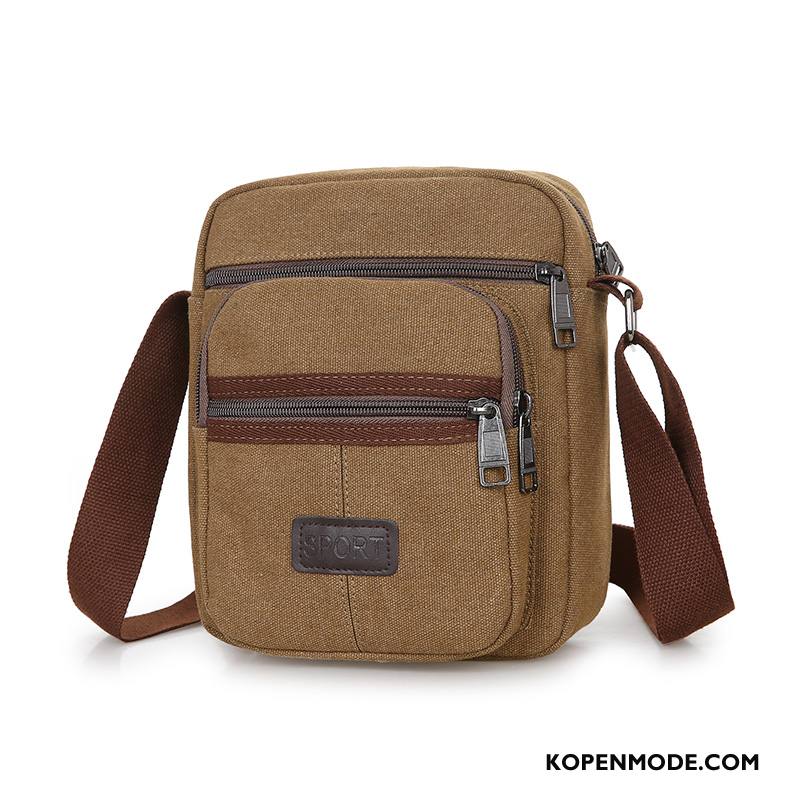 Schoudertas Heren Meerlaags Messenger Tas Mannen Mini Canvas Rugzak Kaki