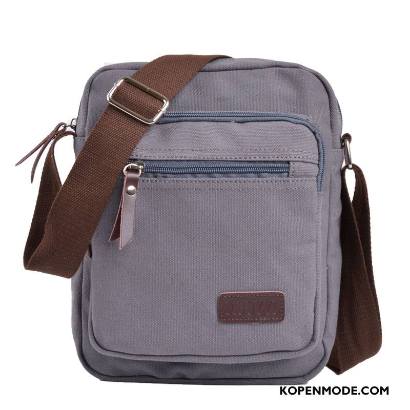 Schoudertas Heren Messenger Tas Casual Nieuw Mini Trend Canvas Bruine