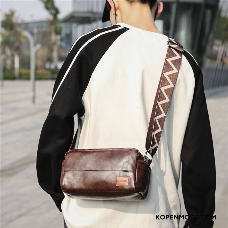 Schoudertas Heren Mode Leer Mannen Vintage Trend Messenger Tas Bruine