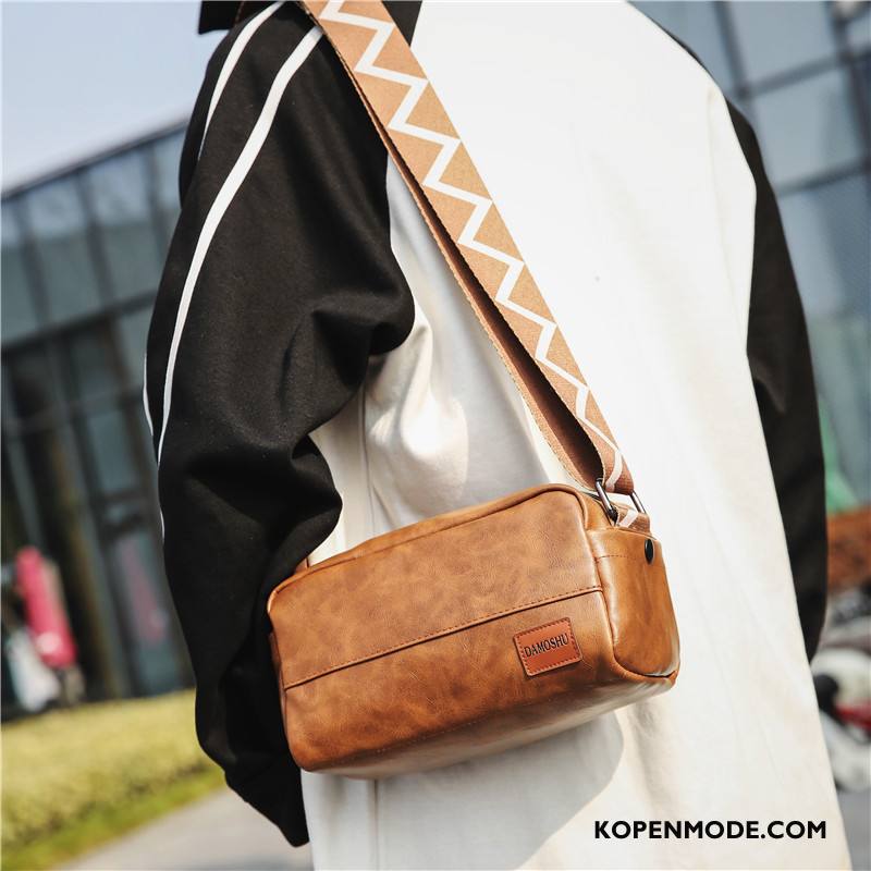 Schoudertas Heren Mode Leer Mannen Vintage Trend Messenger Tas Bruine