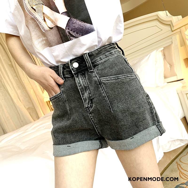 Shorts Dames Plooiende Losse Dunne Super Hete Broek Denim Grijs