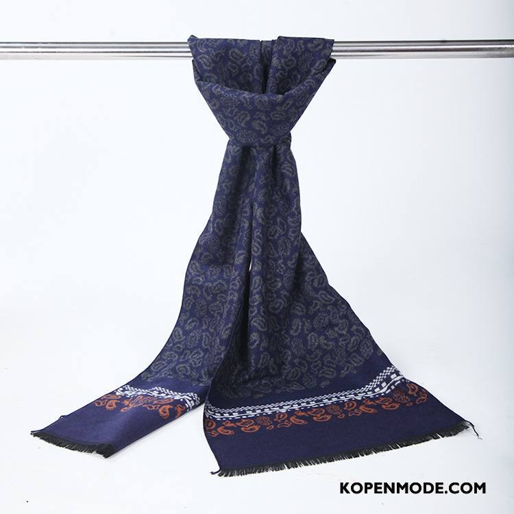 Sjaals Heren Blijf Warm Trend Verdikken Mode Fluweel Business Donkerblauw