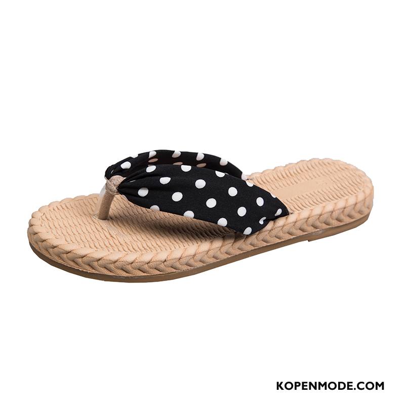 Slippers Dames Bovenkleding Reis Strand Schoenen Vrouwen Plat Zandkleur Rood Zwart