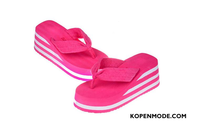 Slippers Dames Hoge Hakken Textiel Vrouw Antislip Zomer Pantoffels Zwart