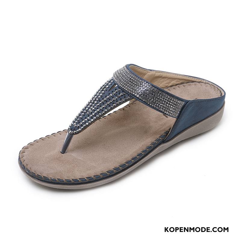 Slippers Dames Pantoffels Plat Zomer Grote Maten Vrouwen Alle Wedstrijden Blauw Zandkleur