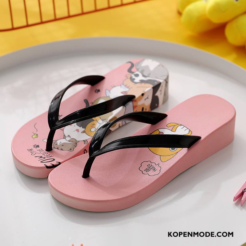 Slippers Dames Pantoffels Spotprent Mooie Antislip Bovenkleding Plateauzool Zandkleur Geel