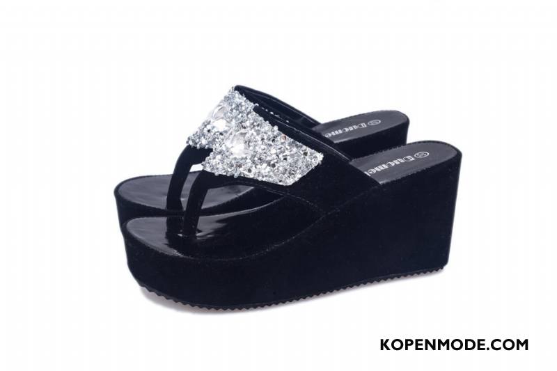 Slippers Dames Schoenen Zomer Voorjaar Vrouwen Plateauzool Platform Zandkleur Zwart