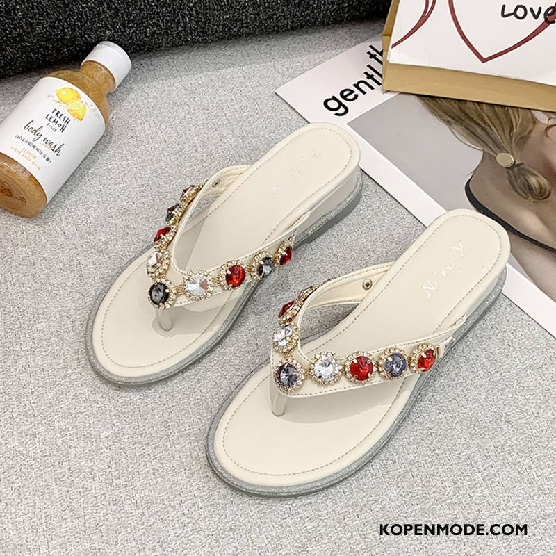 Slippers Dames Trend Met Strass Pantoffels Vrouwen Bovenkleding Strand Zandkleur Rood Groen