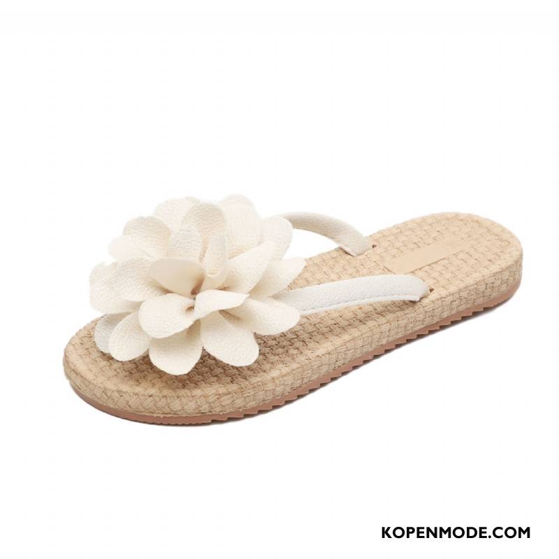 Slippers Dames Trend Schoenen Bloemen Pantoffels Zoet Zomer Zandkleur Zwart