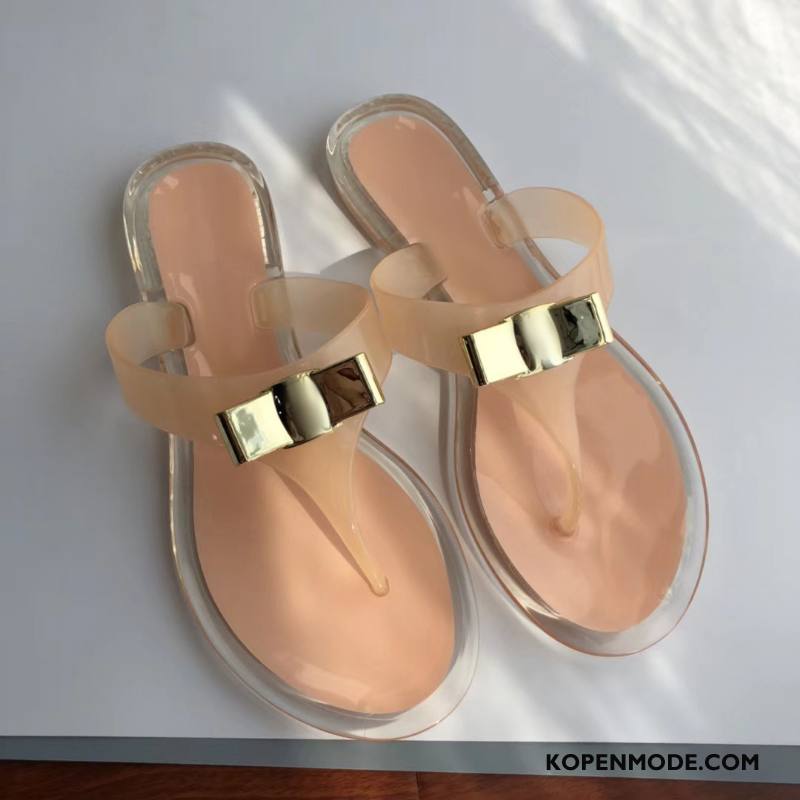 Slippers Dames Vrouwen Zomer Plat Pantoffels Vlinderdas Sandaal Roze Rood