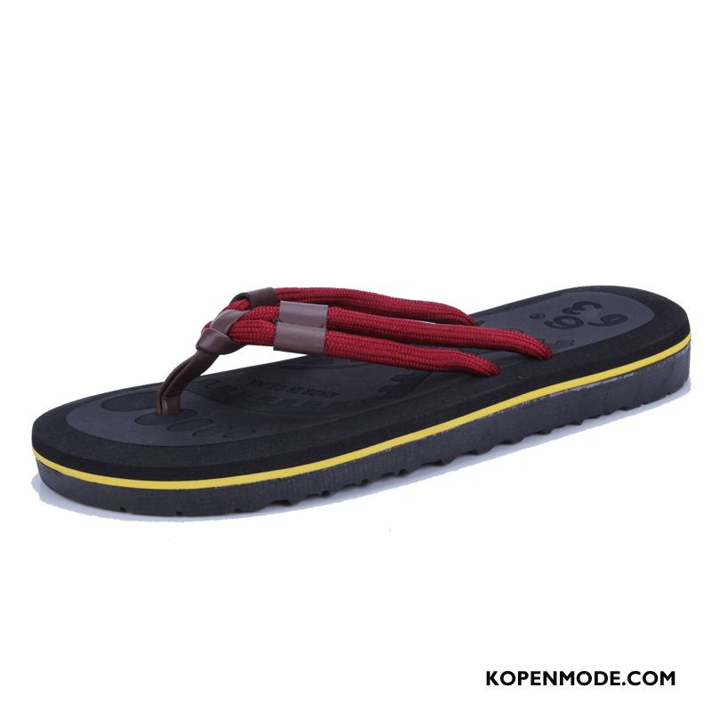 Slippers Heren Antislip Bovenkleding Mode Casual Zomer Mannen Zandkleur Rood