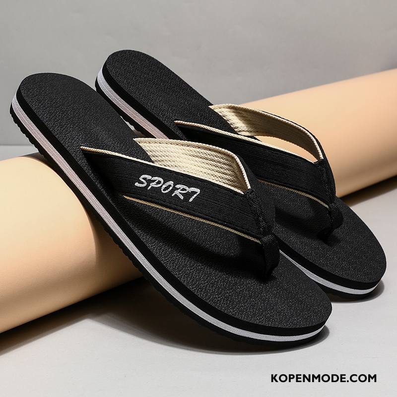 Slippers Heren Antislip Sport Zomer Bovenkleding Mannen Trend Zandkleur Zwart