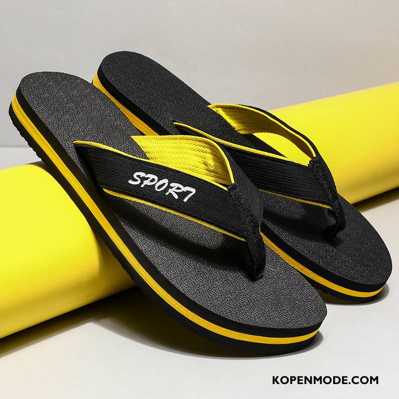 Slippers Heren Antislip Sport Zomer Bovenkleding Mannen Trend Zandkleur Zwart