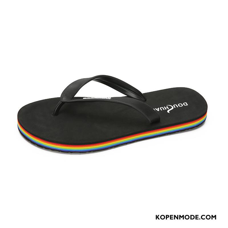 Slippers Heren Casual Antislip Mannen 2018 Schoenen Persoonlijk Regenboog Zandkleur Zwart