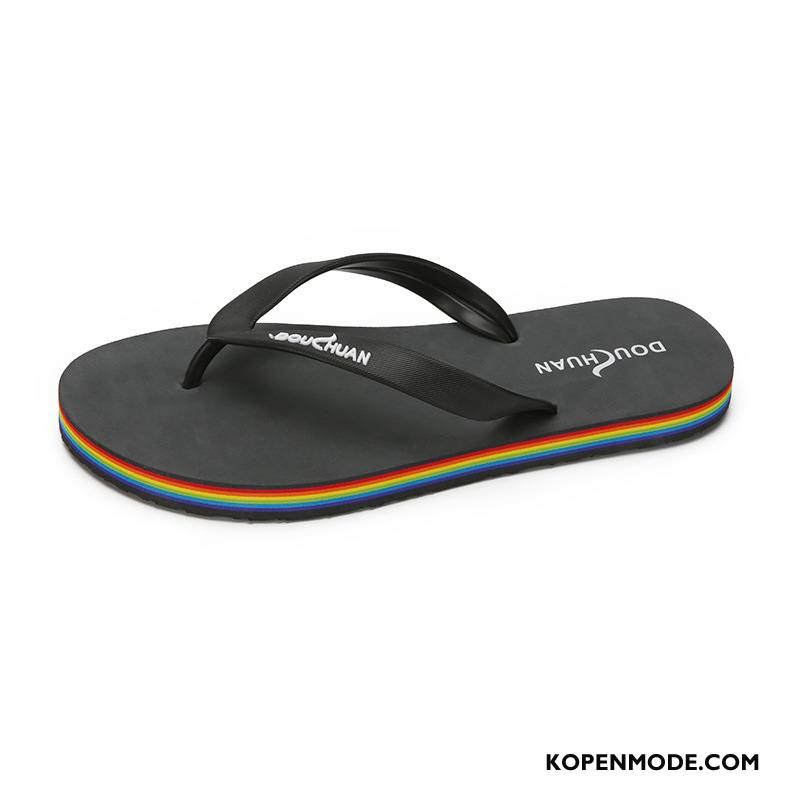 Slippers Heren Casual Antislip Mannen 2018 Schoenen Persoonlijk Regenboog Zandkleur Zwart