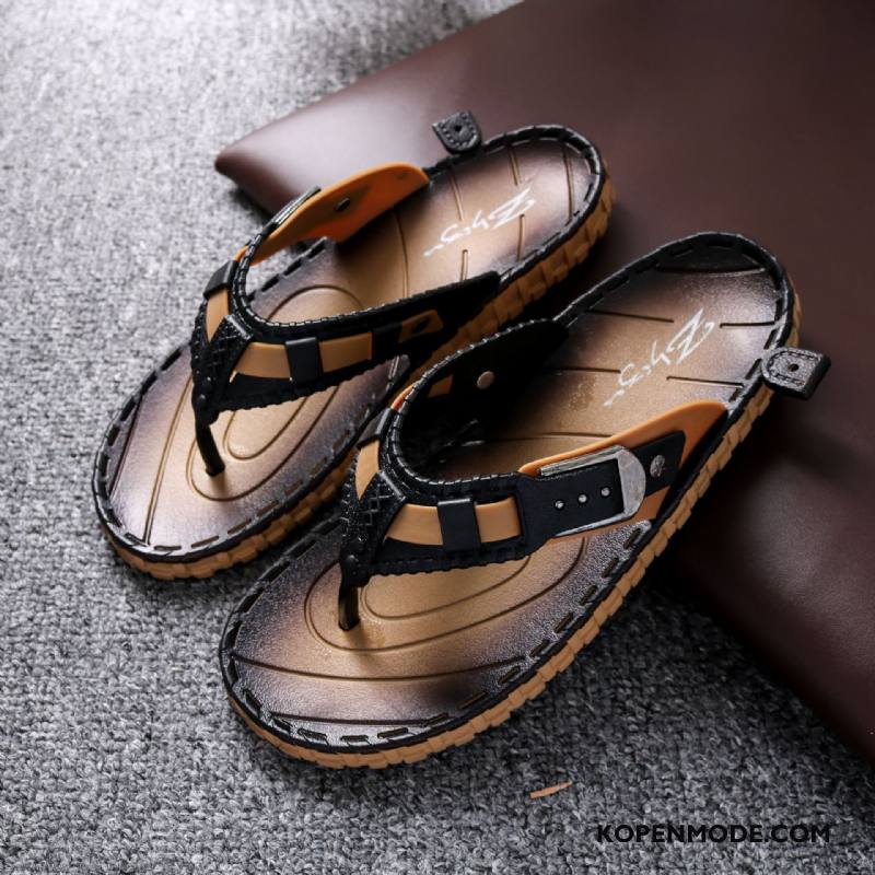 Slippers Heren Casual Pantoffels Binnen Mannen Antislip Zandkleur Bruine