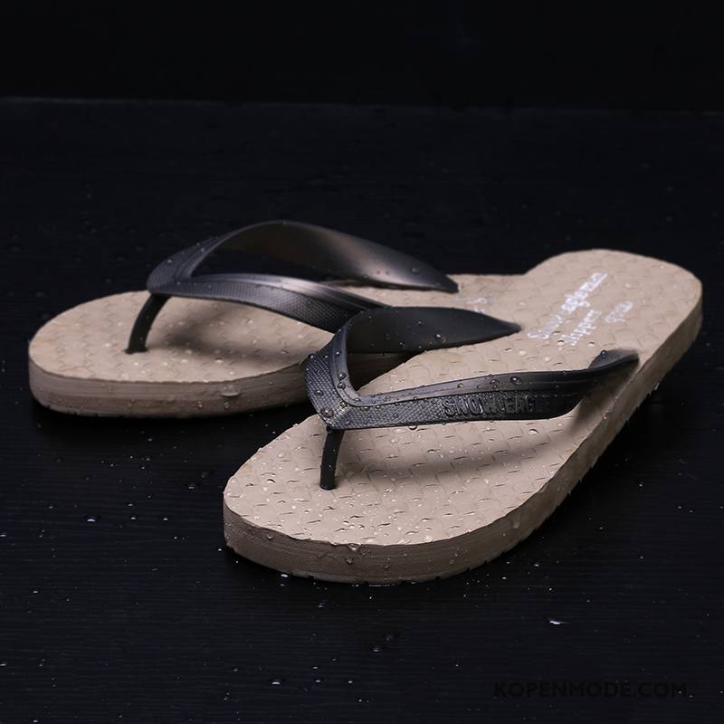 Slippers Heren Mannen Antislip Trend Bovenkleding Rubber Pantoffels Zandkleur Zwart