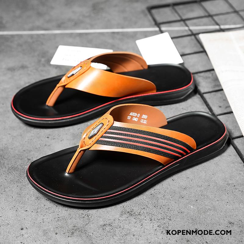 Slippers Heren Mannen Persoonlijk Leer Bovenkleding Sandaal Zomer Wit