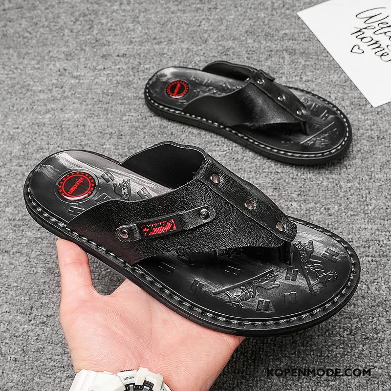 Slippers Heren Mannen Persoonlijk Leer Bovenkleding Sandaal Zomer Wit