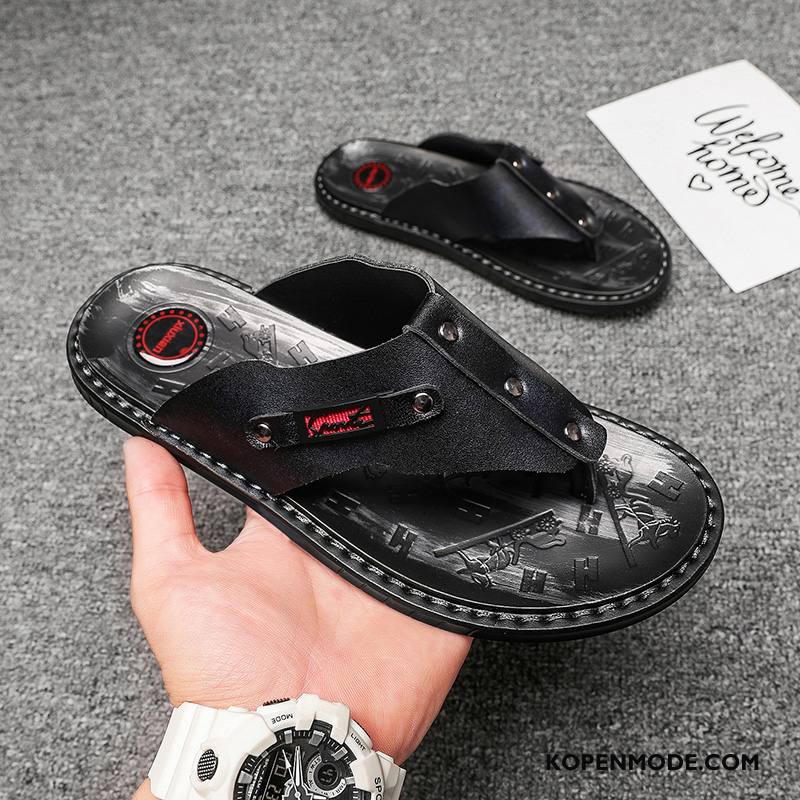 Slippers Heren Mannen Persoonlijk Leer Bovenkleding Sandaal Zomer Wit