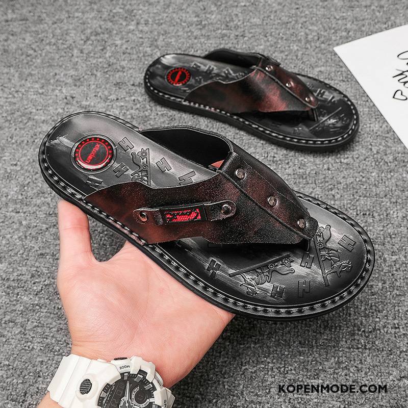 Slippers Heren Mannen Persoonlijk Leer Bovenkleding Sandaal Zomer Wit