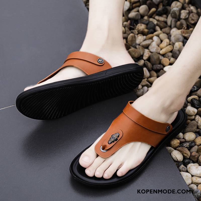 Slippers Heren Mannen Persoonlijk Leer Bovenkleding Sandaal Zomer Wit