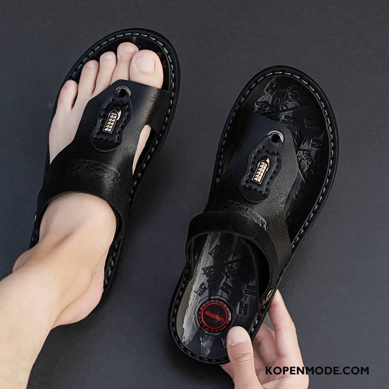 Slippers Heren Mannen Persoonlijk Leer Bovenkleding Sandaal Zomer Wit