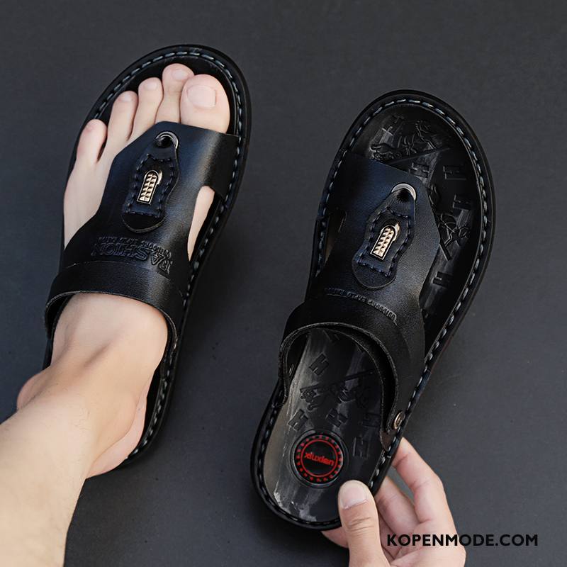 Slippers Heren Mannen Persoonlijk Leer Bovenkleding Sandaal Zomer Wit