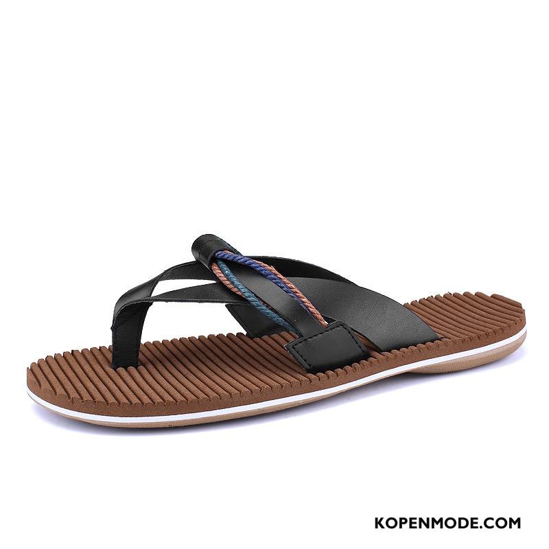 Slippers Heren Mannen Sandaal Leer Zomer 2018 Bruine