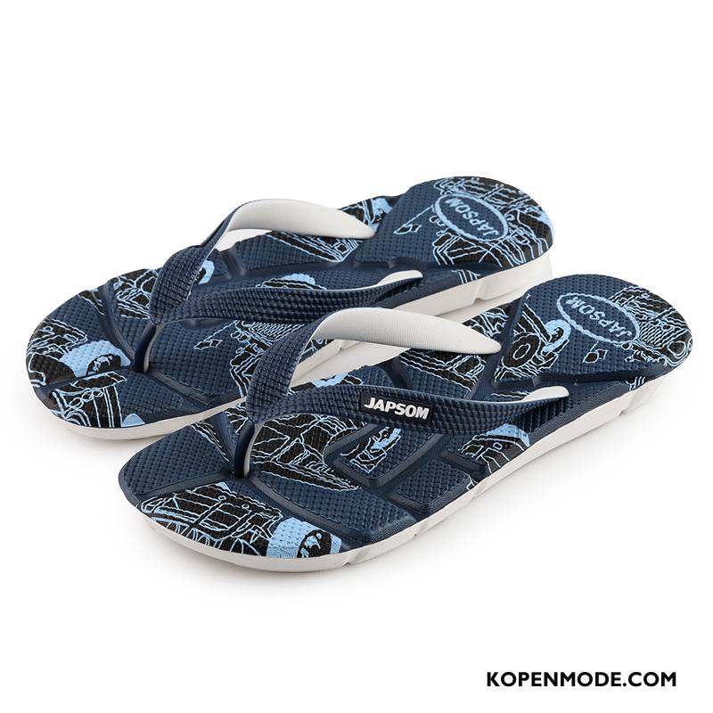 Slippers Heren Mode Zomer Outdoor Grote Maten Casual Pantoffels Donkerblauw Zandkleur