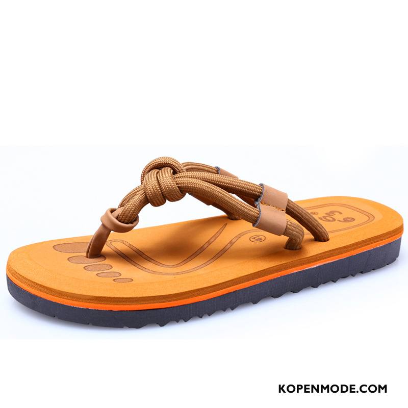 Slippers Heren Pantoffels Mannen Trend Lovers Outdoor Zomer Zandkleur Geel