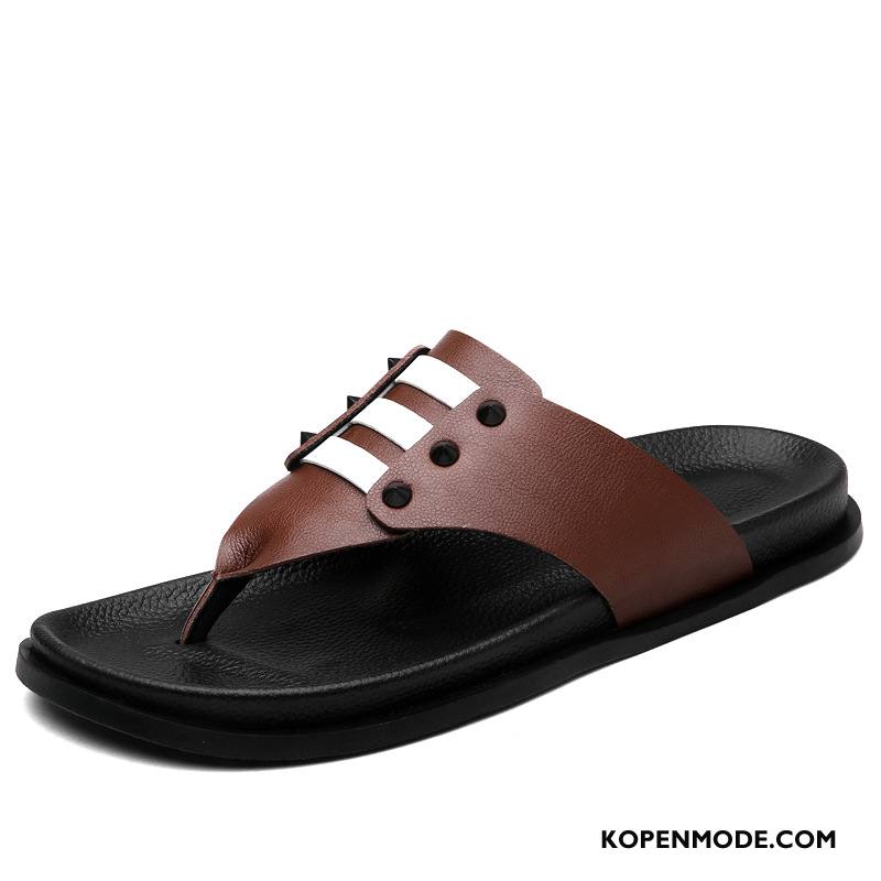 Slippers Heren Sandaal Dikke Zool Zomer Trend Casual 2018 Zandkleur Bruine