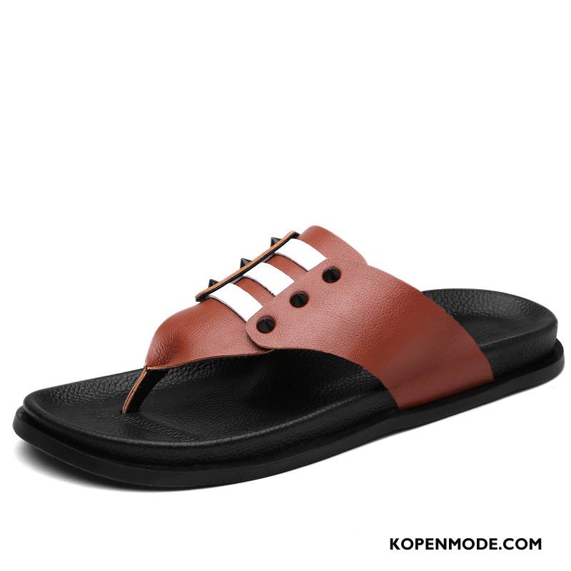 Slippers Heren Sandaal Dikke Zool Zomer Trend Casual 2018 Zandkleur Bruine