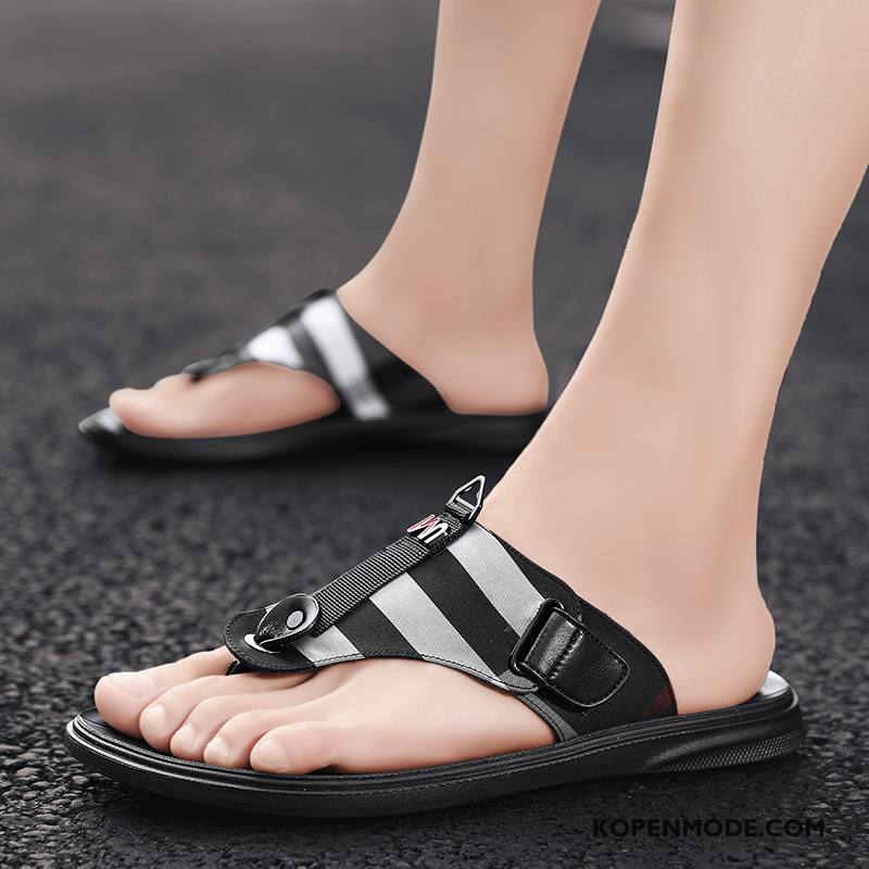 Slippers Heren Super Eenvoudige Pantoffels Slip On Lichte Tiener Zwart