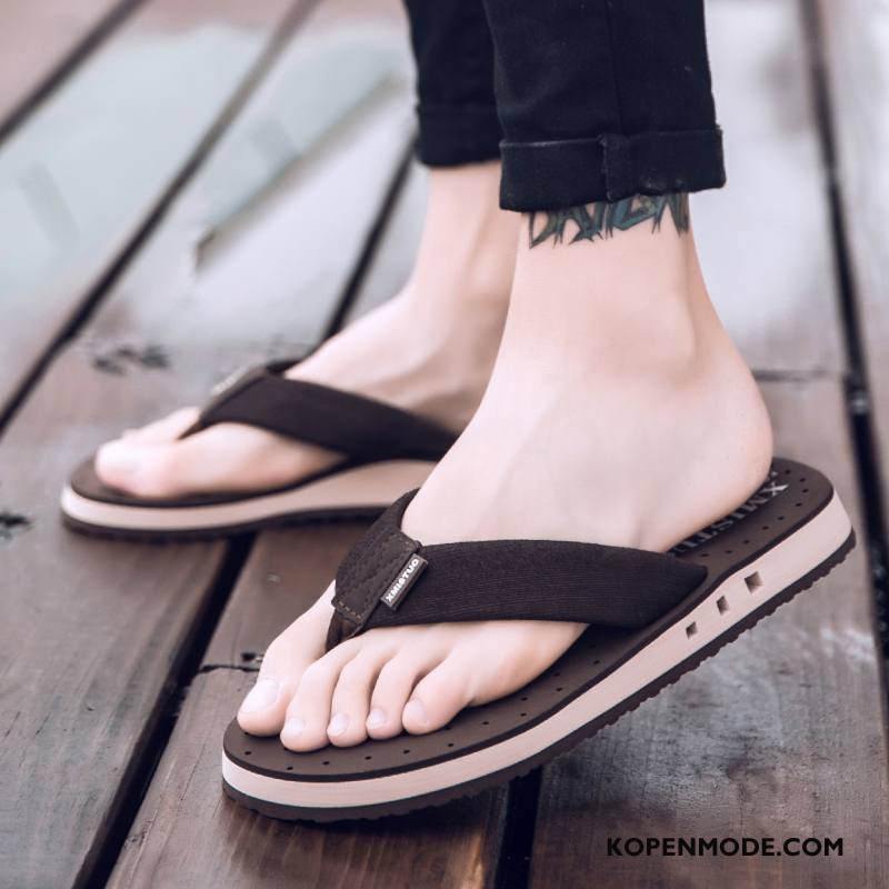 Slippers Heren Trend Antislip Zomer Outdoor Schoenen Bovenkleding Zandkleur Groen