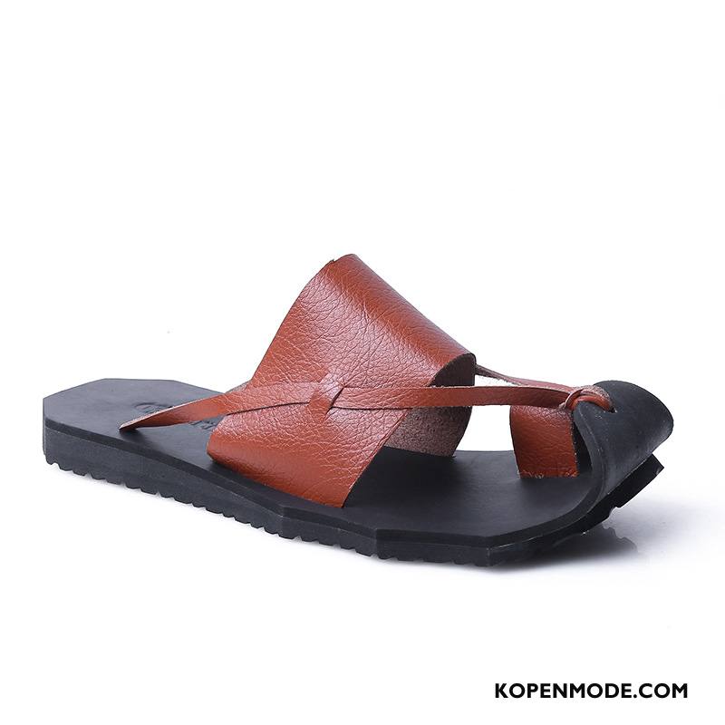 Slippers Heren Trends Antislip Brits Zomer Sandaal Mannen Zandkleur Zwart