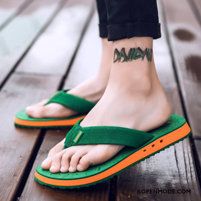 Slippers Heren Zachte Zolen Mannen Schoenen Outdoor Zomer Antislip Zandkleur Groen