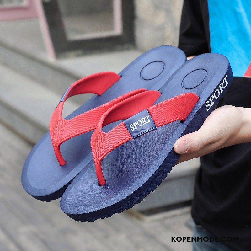 Slippers Heren Zomer Casual Schoenen Antislip Sandaal Rubber Zandkleur Rood