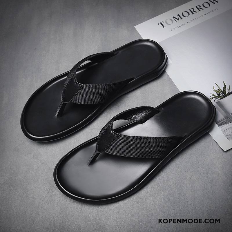 Slippers Heren Zomer Trend Mode Leer Bovenkleding Persoonlijk Zwart