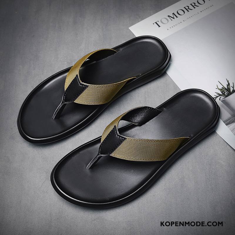 Slippers Heren Zomer Trend Mode Leer Bovenkleding Persoonlijk Zwart