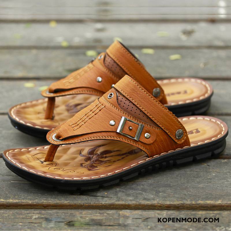 Slippers Heren Zomer Trend Sandaal Mannen Bovenkleding Casual Zandkleur Bruine