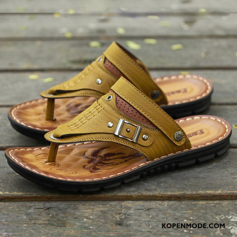 Slippers Heren Zomer Trend Sandaal Mannen Bovenkleding Casual Zandkleur Bruine