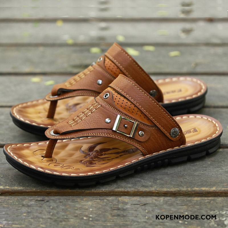 Slippers Heren Zomer Trend Sandaal Mannen Bovenkleding Casual Zandkleur Bruine