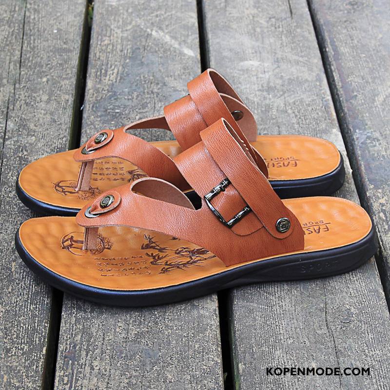 Slippers Heren Zomer Trend Sandaal Mannen Bovenkleding Casual Zandkleur Bruine