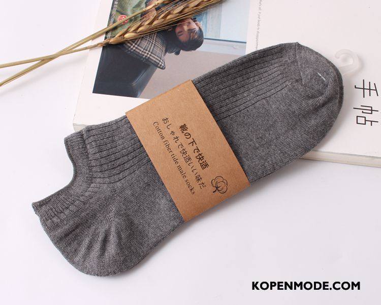 Sokken Heren Vintage Mannen Korte Sok Boot Sokken 100% Katoen Van Katoen Grijs