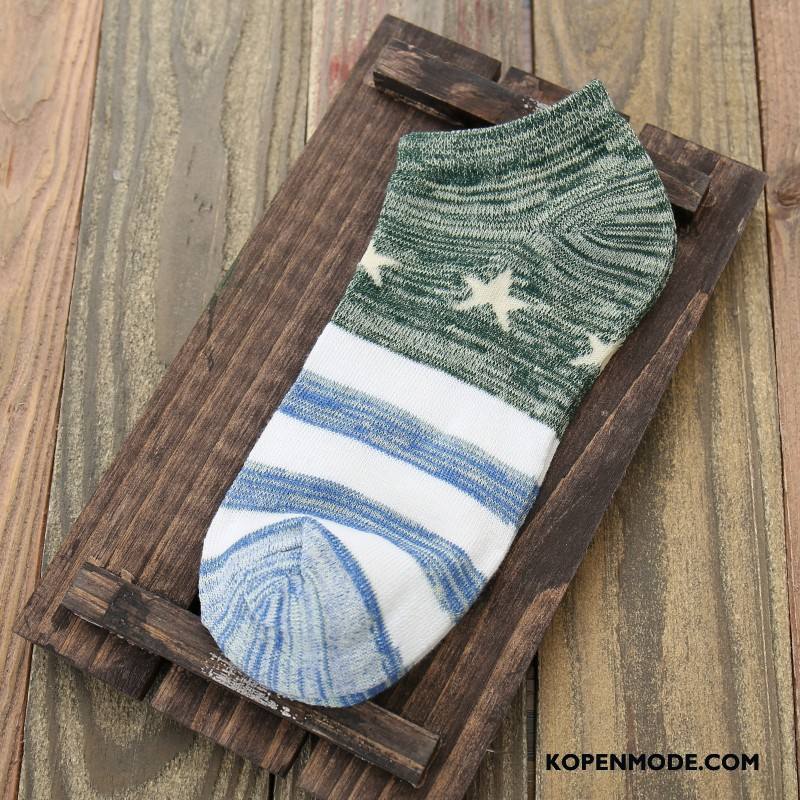 Sokken Heren Vintage Mannen Zomer Voorjaar Korte Sok Boot Sokken Donkerblauw Gemengde Kleuren Licht